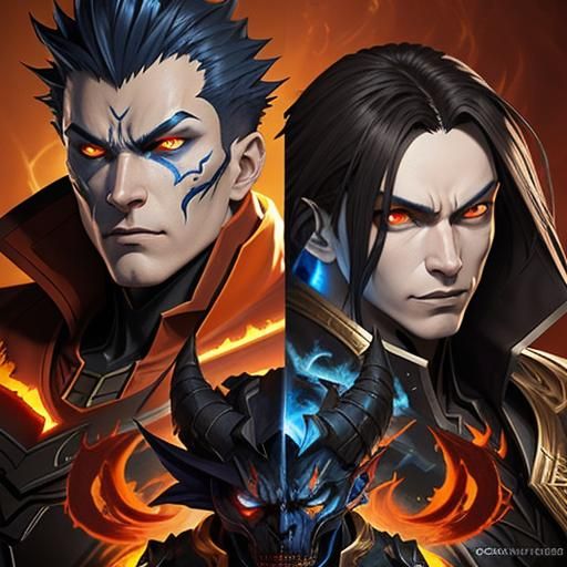 Teenage Demon in Blue Flames, Digital Art