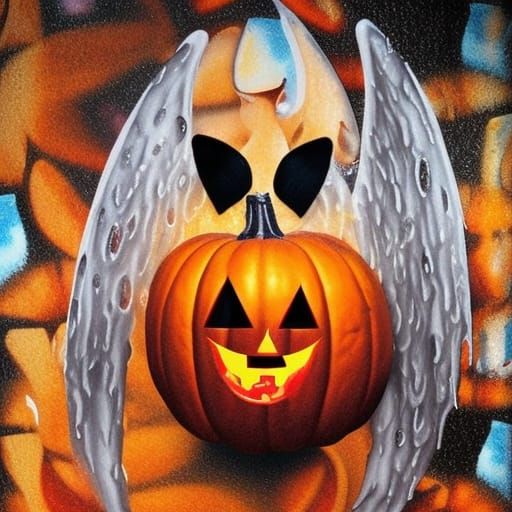 Pumpkin Lady in Milky Shower: Ink Splatter Art