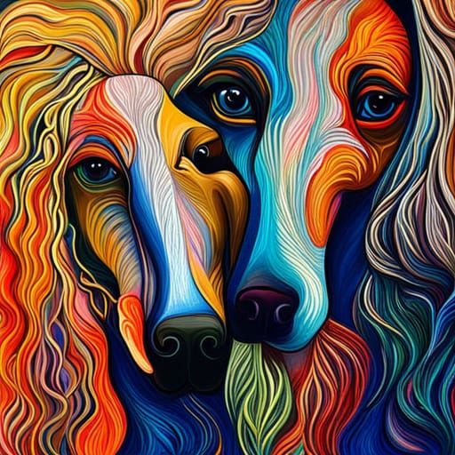 Abstract Dogs in Complementary Colors