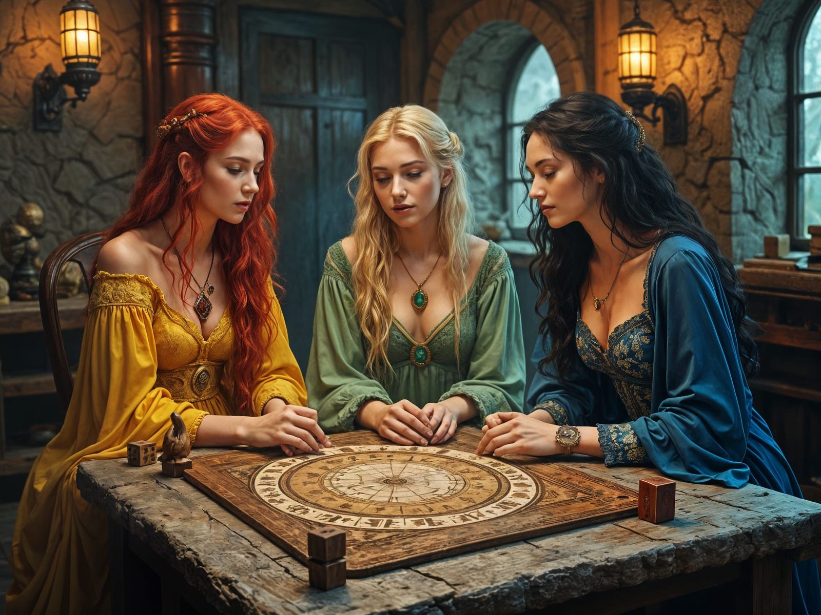 Norse Goddesses Engaged in Ancient Board Game