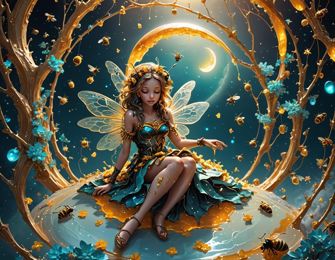 Bee-Fairy on Honey Moon in Fantasy Setting