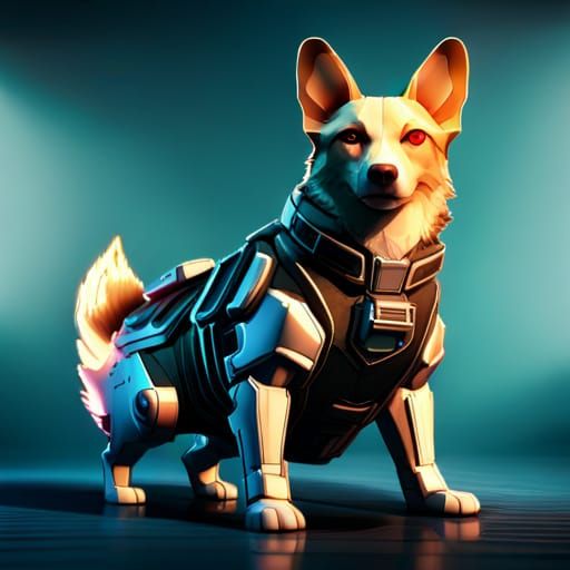 Cyberpunk Armored Corgi with Camera Effects