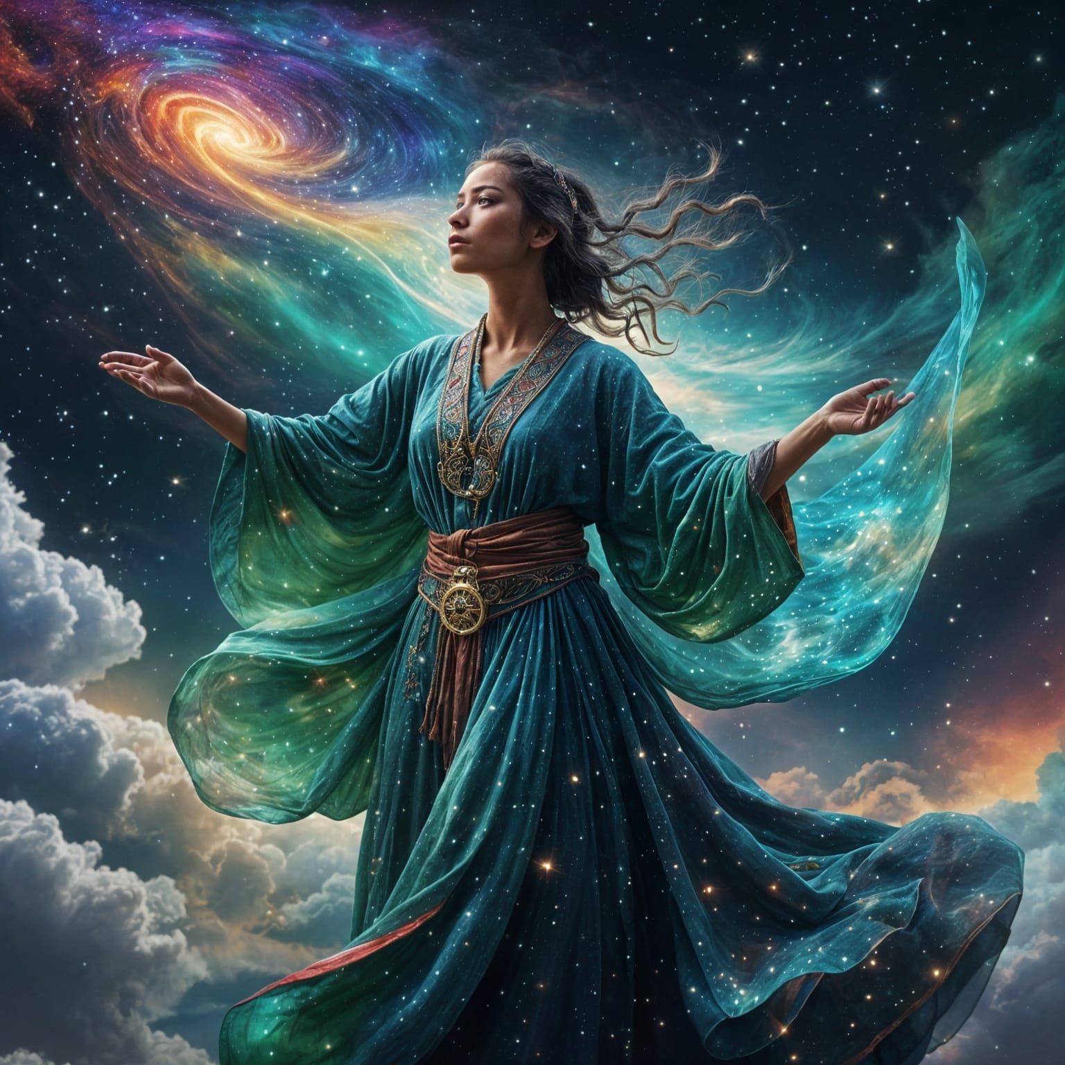 Colorful Wanderer in a Magical Ethereal World