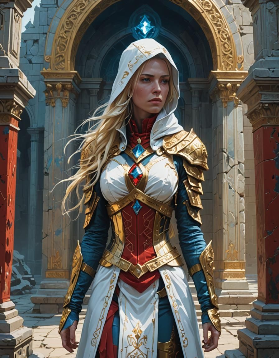 Baroque Fantasy Assassin in Ancient Temple