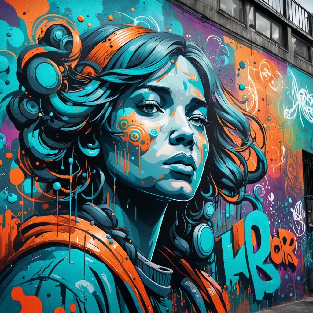 Colorful Abstract Graffiti Wall Art in 8K