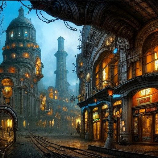 Hyperdetailed Funky Town Concept Art in 8k