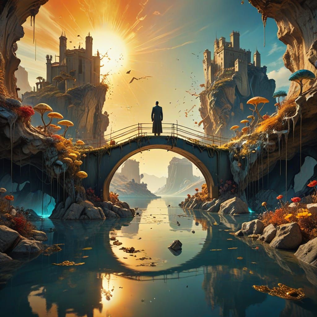 Surreal Utopia of Floating Islands and Luminous Bridges