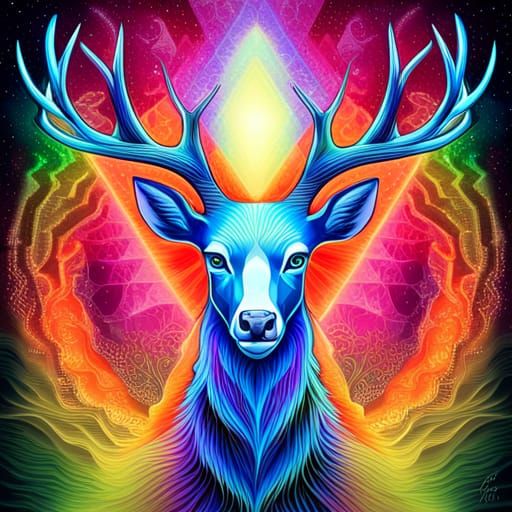 Cosmic Deer: Holographic Astral Illustration