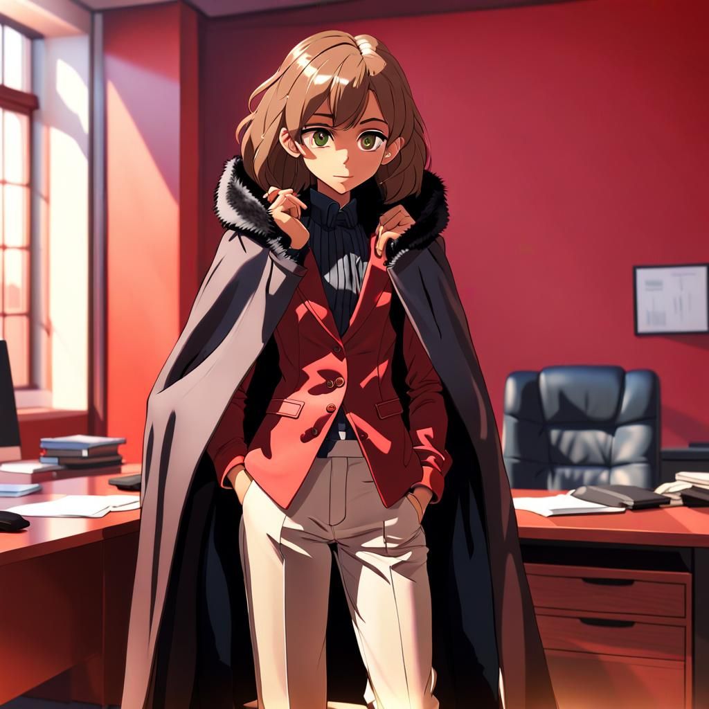 Anime Woman in Fur Cloak, Studio Ghibli Style