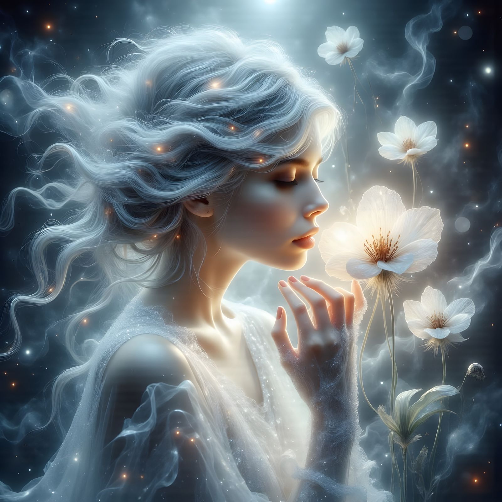 Whimsical Angel in an Ethereal Landscape