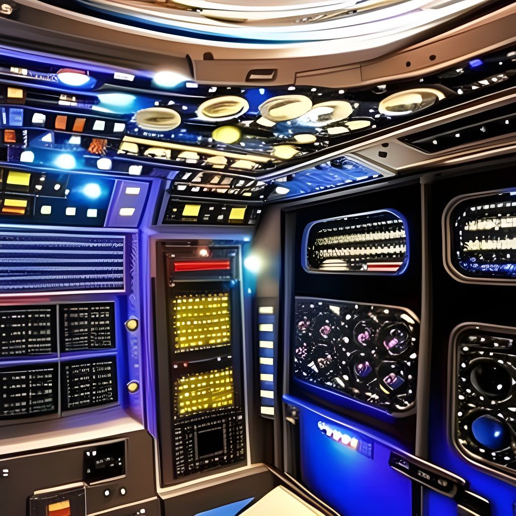 Detailed Space Command Panel in Comic Book Style