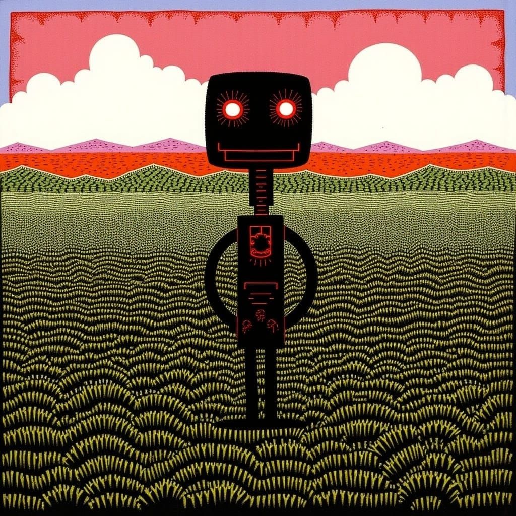 Mecha Robots in Moody Lavender Field