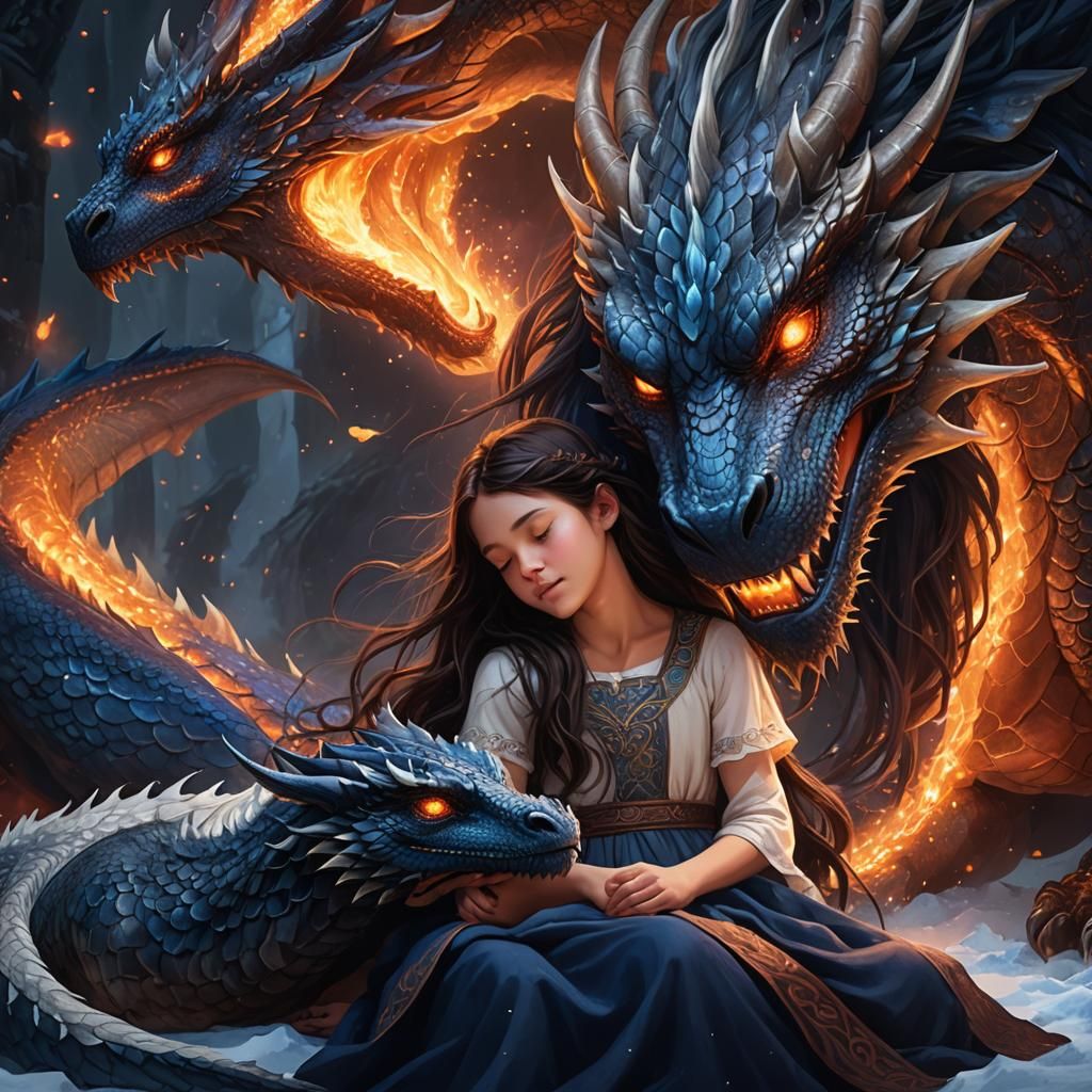 Girl and Dragon Fantasy Concept Art