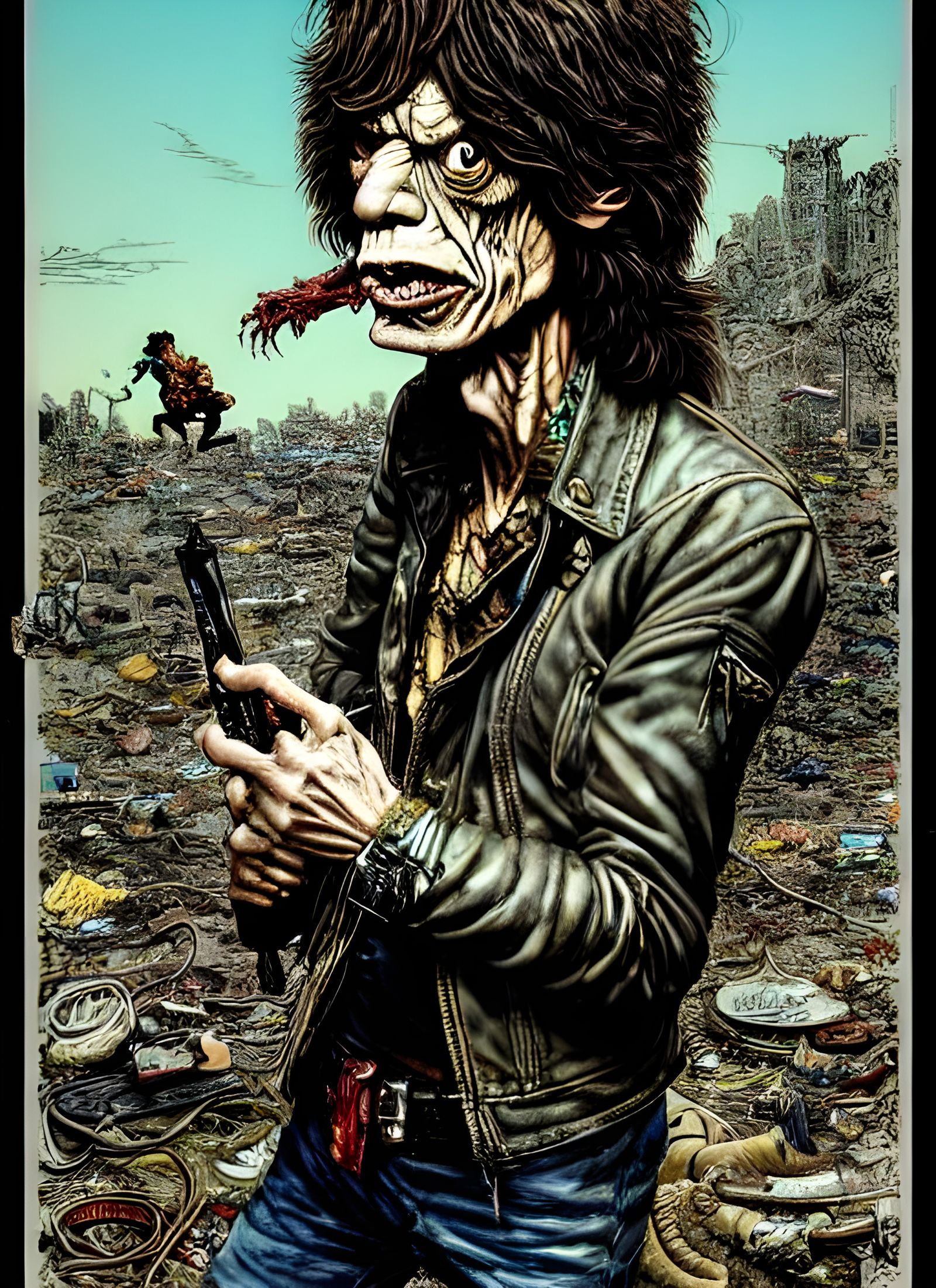 Post-Apocalyptic Chibi Mick Jagger, Cartoonish Illustration