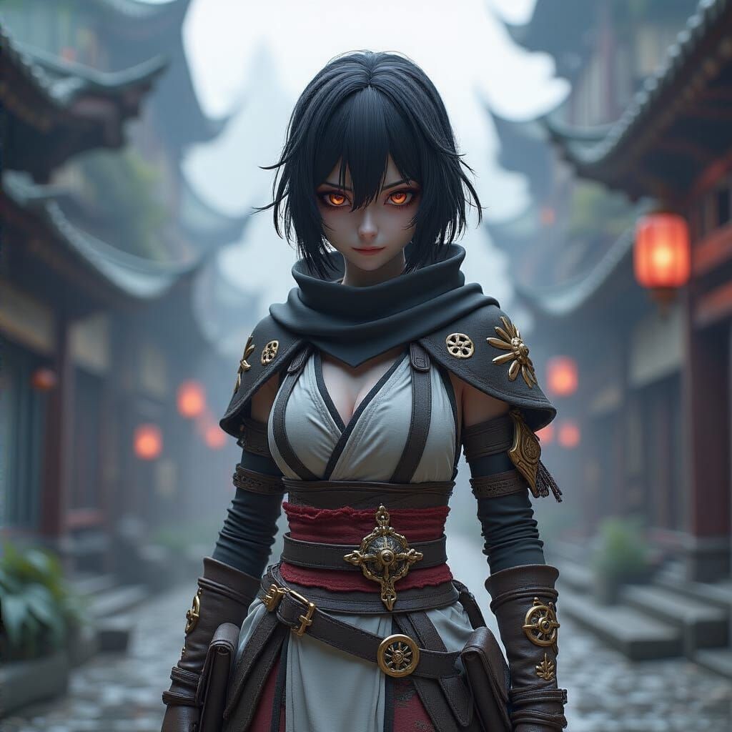 Detailed Grimdark Scene in 3D Anime Style