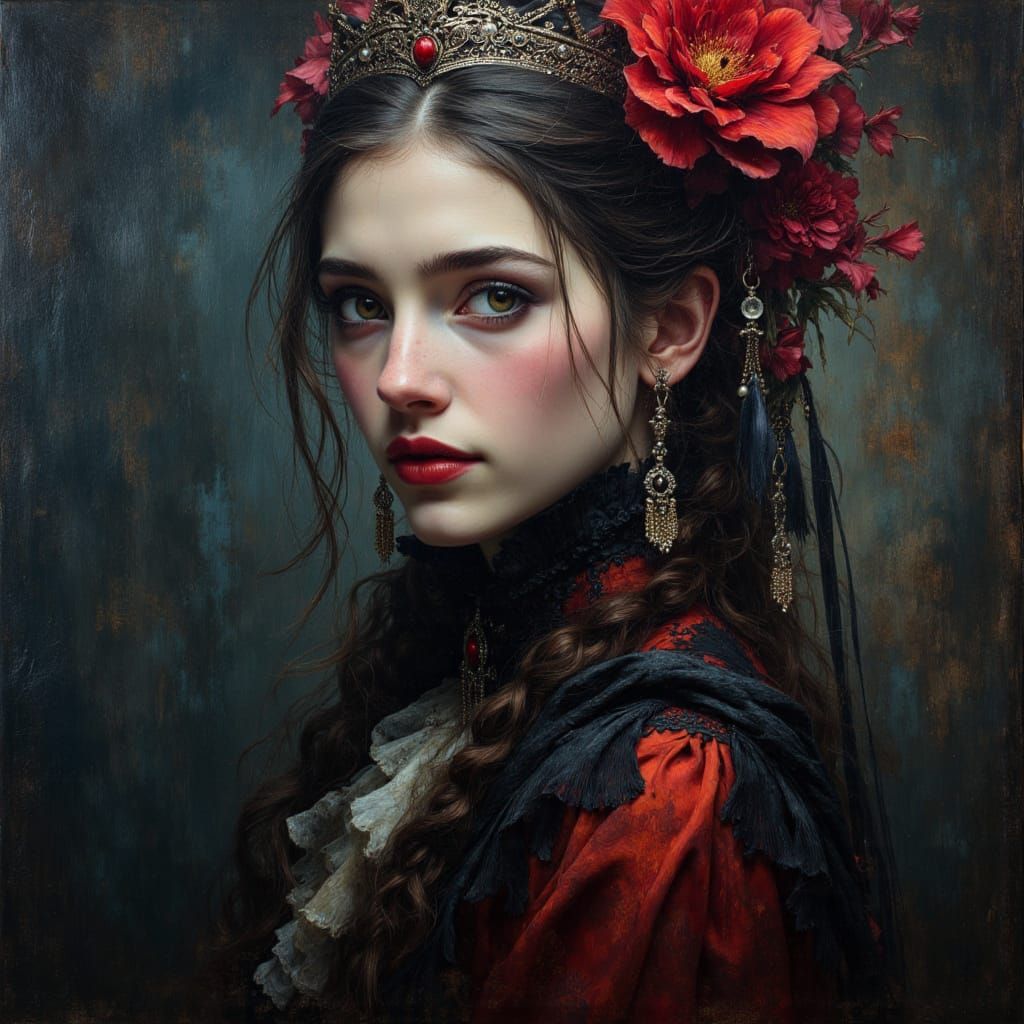 Victorian Vampire Portrait in Brushed Oils