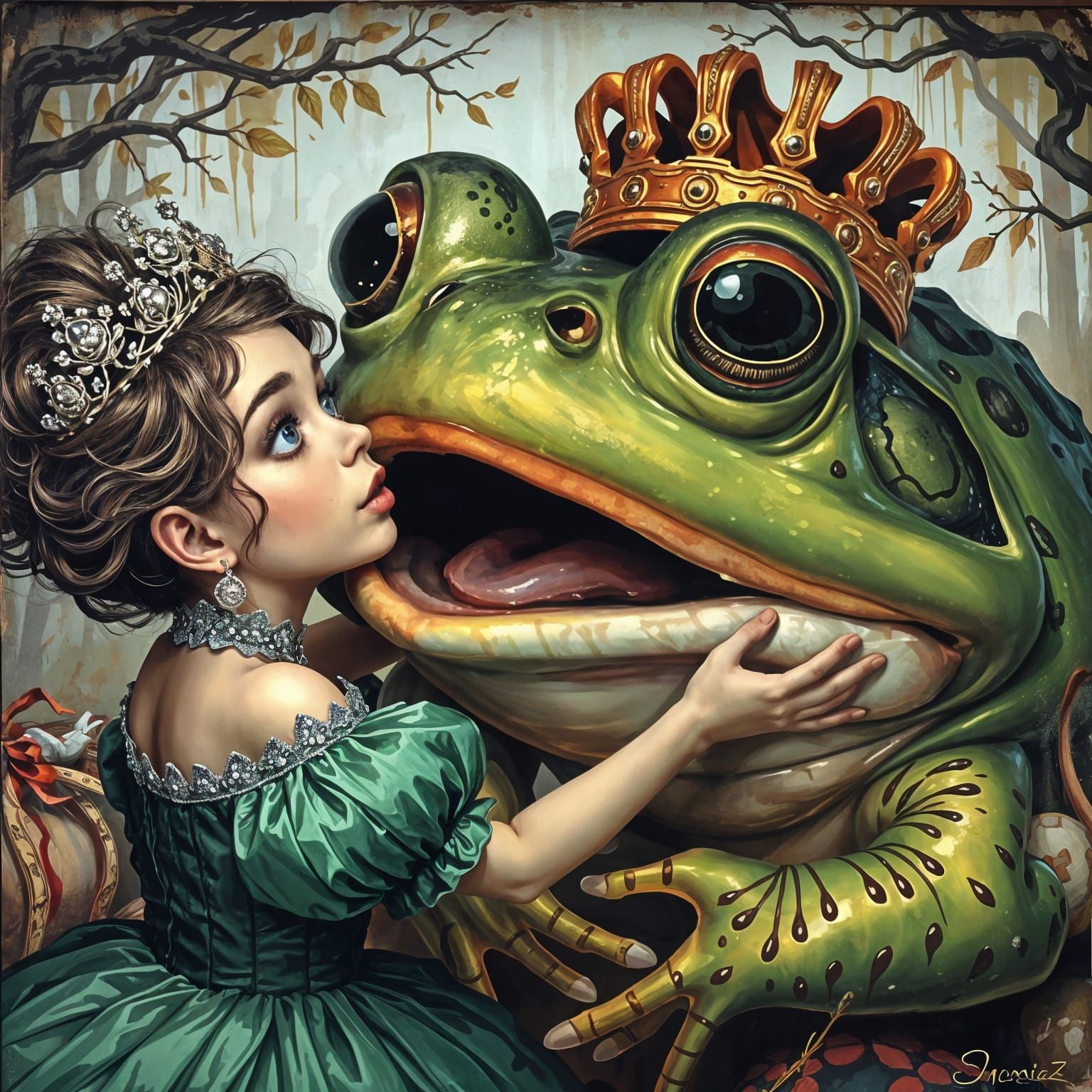 Giant Frog Kissed in a Chaotic Forest