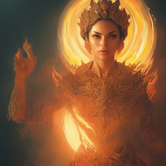 Fiery Queen Portrait in Dramatic Lighting