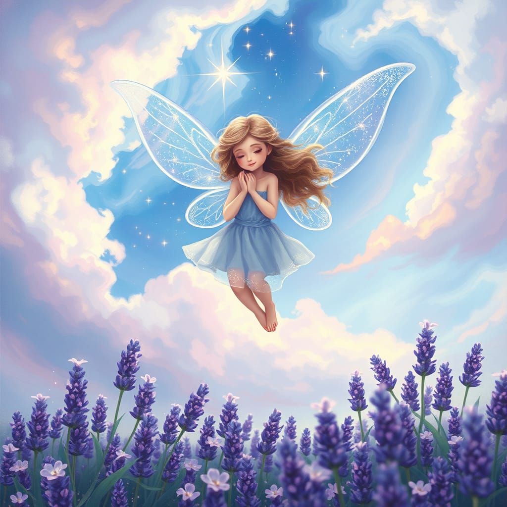Celestial Fairy in Lavender Dreamscape