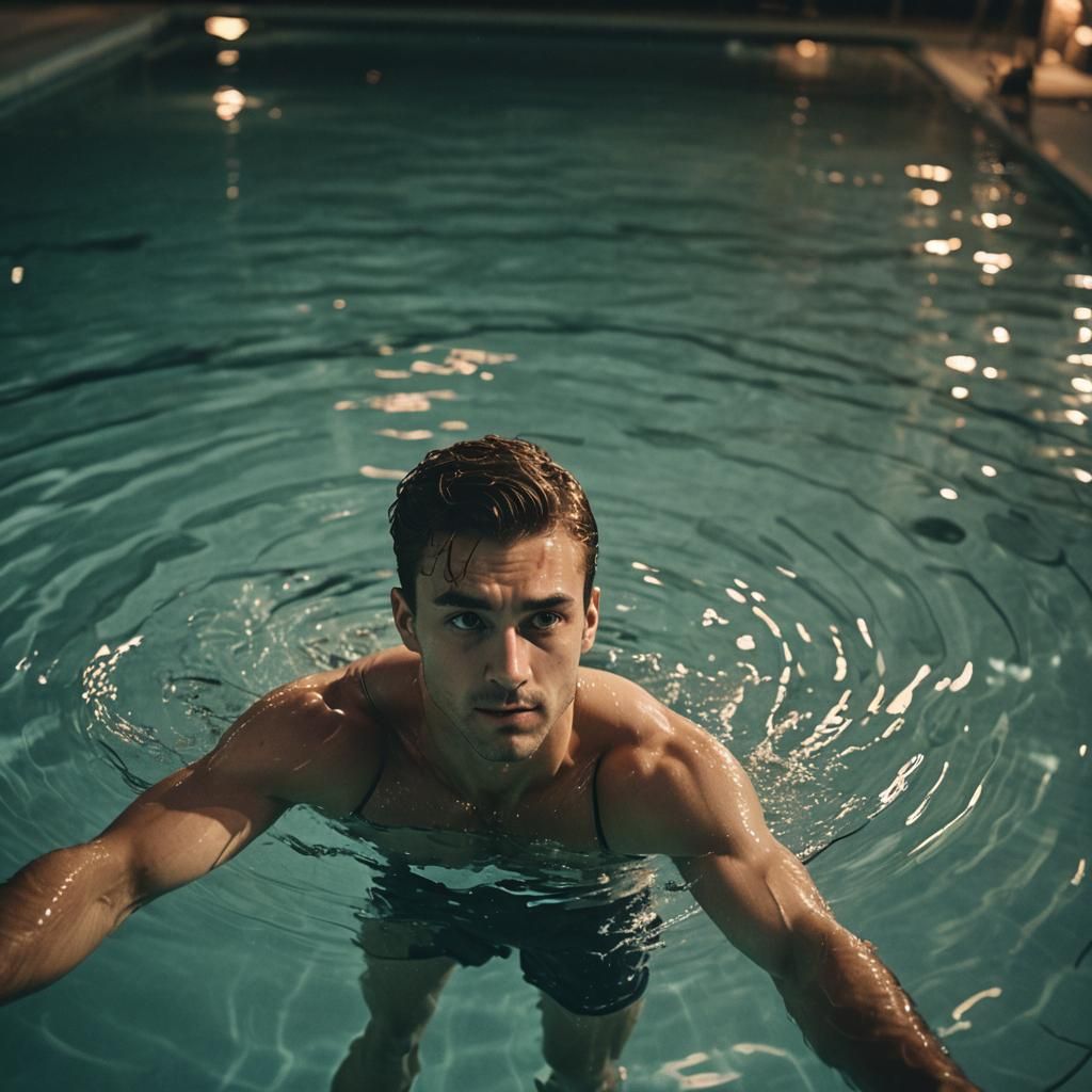 Ethereal Nighttime Dive, Shot in Cinematic 35mm Style