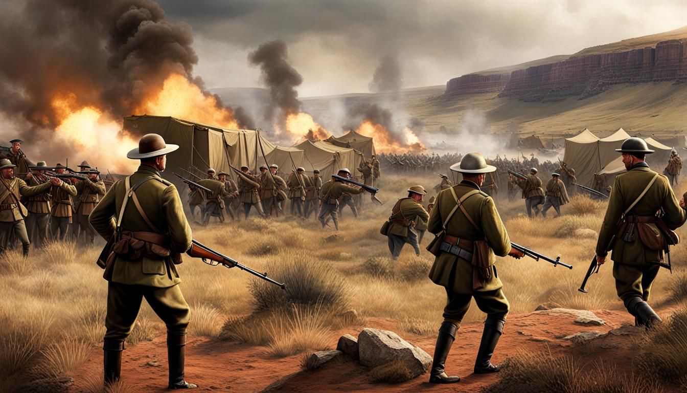 Boer War Clash in South African Landscape