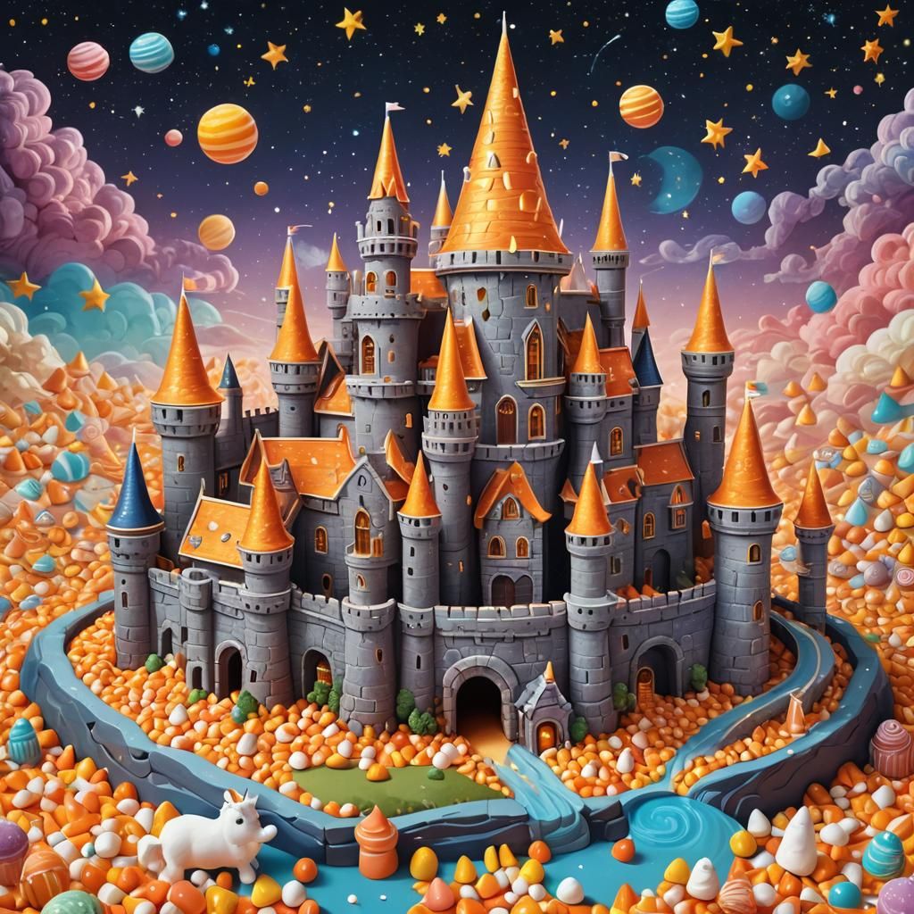 Candy Corn Castle in Space: Candyland Art
