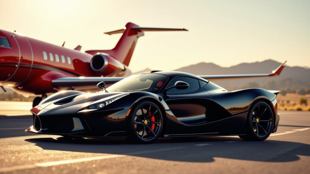 Black LaFerrari and Red Jet in Cinematic Style