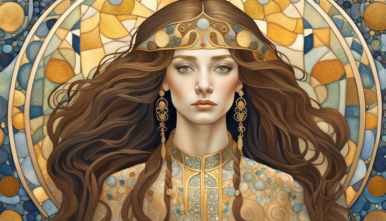 Art Nouveau Portrait in Gustav Klimt Style