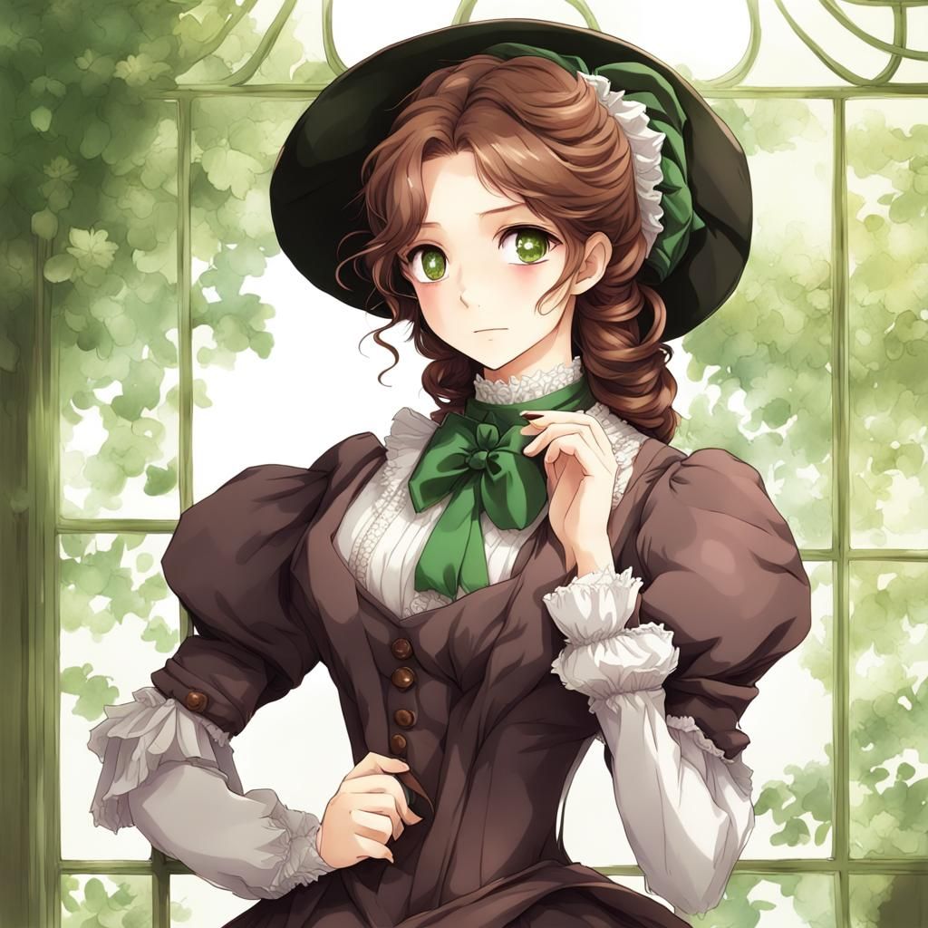 Victorian Lady in Anime Key Visual Style