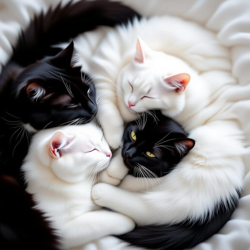 Cats in Yin-Yang Shape: A Study in Balance