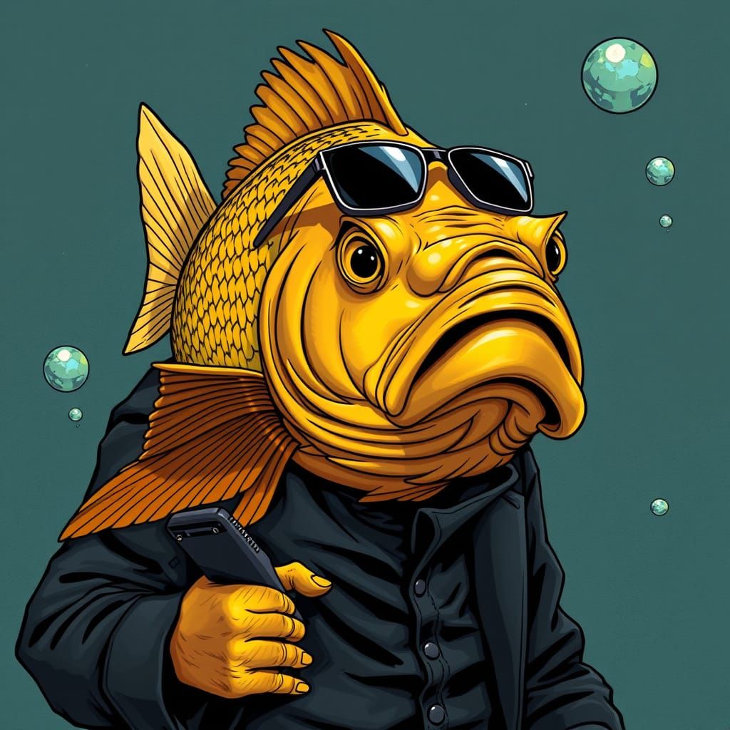 Golden Men in Black Agent Swims Through City Skies