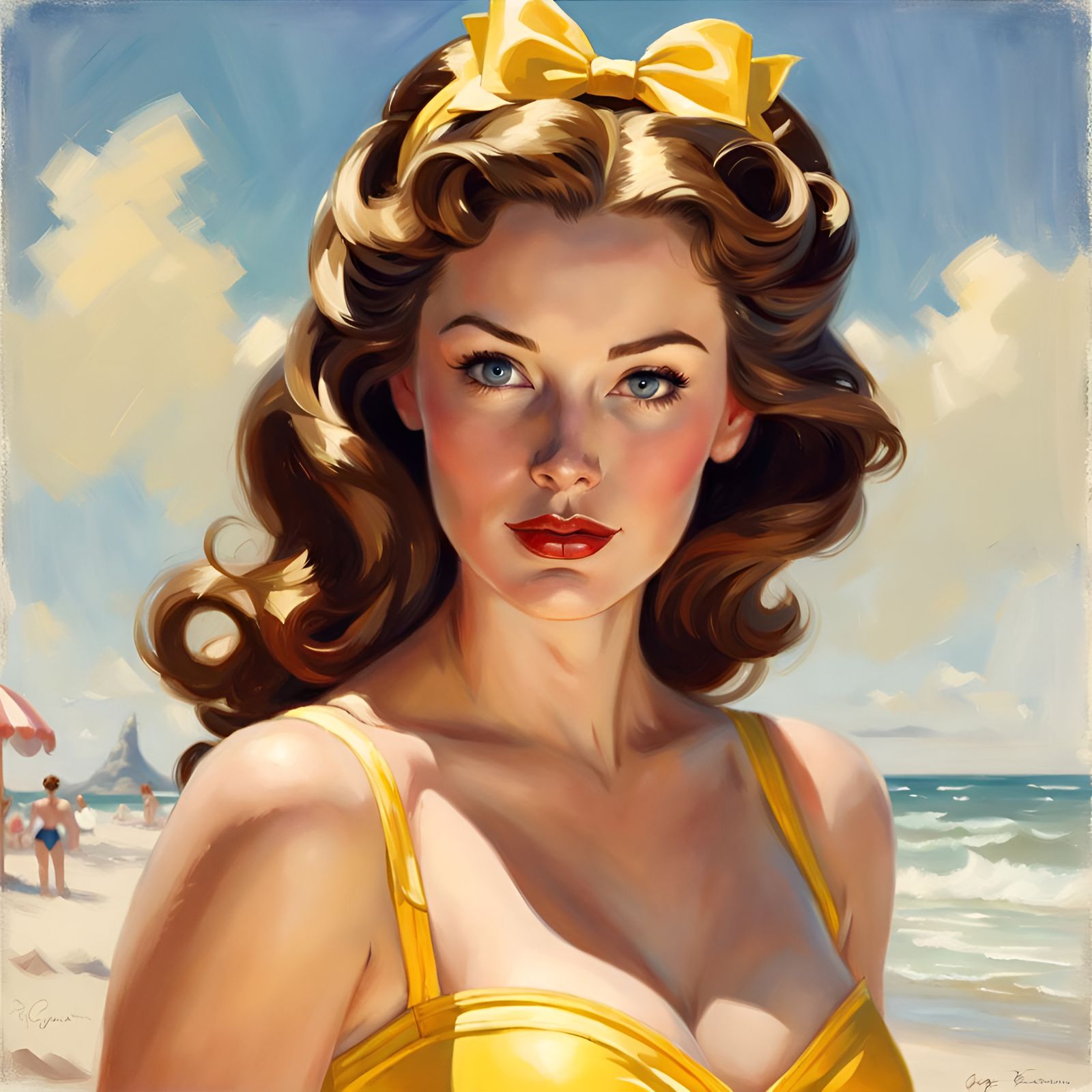 Princess Belle on the Beach, Pin-Up Style