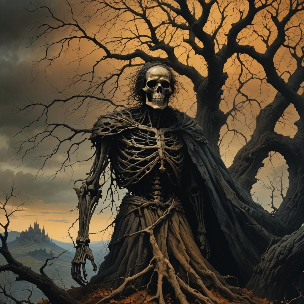 La Muerte in Dark Fantasy European Landscape