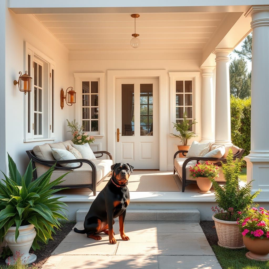 Surreal Mediterranean Villa with Elegant Golden Accents