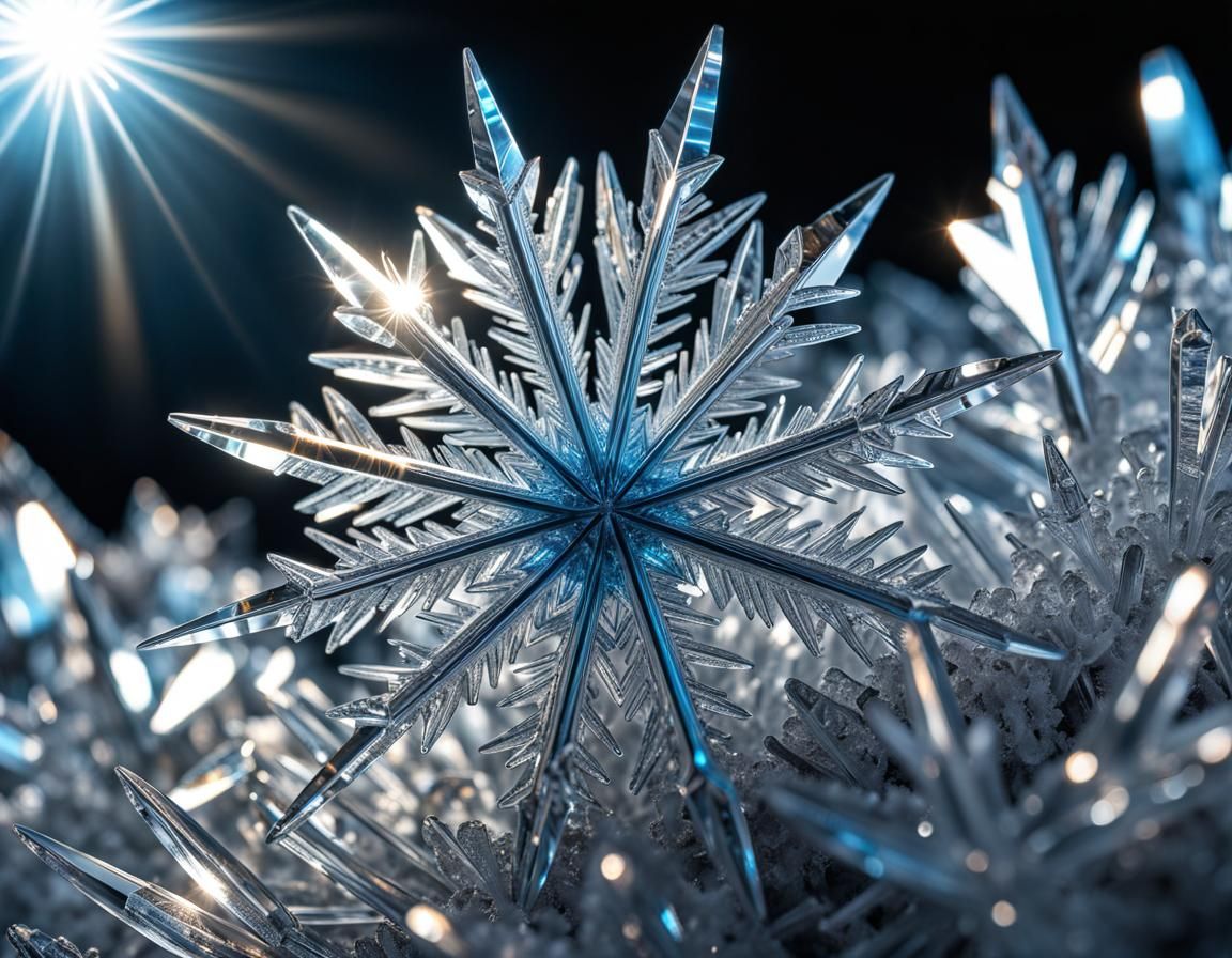 Macro Ice Crystal in Hyperrealistic Style