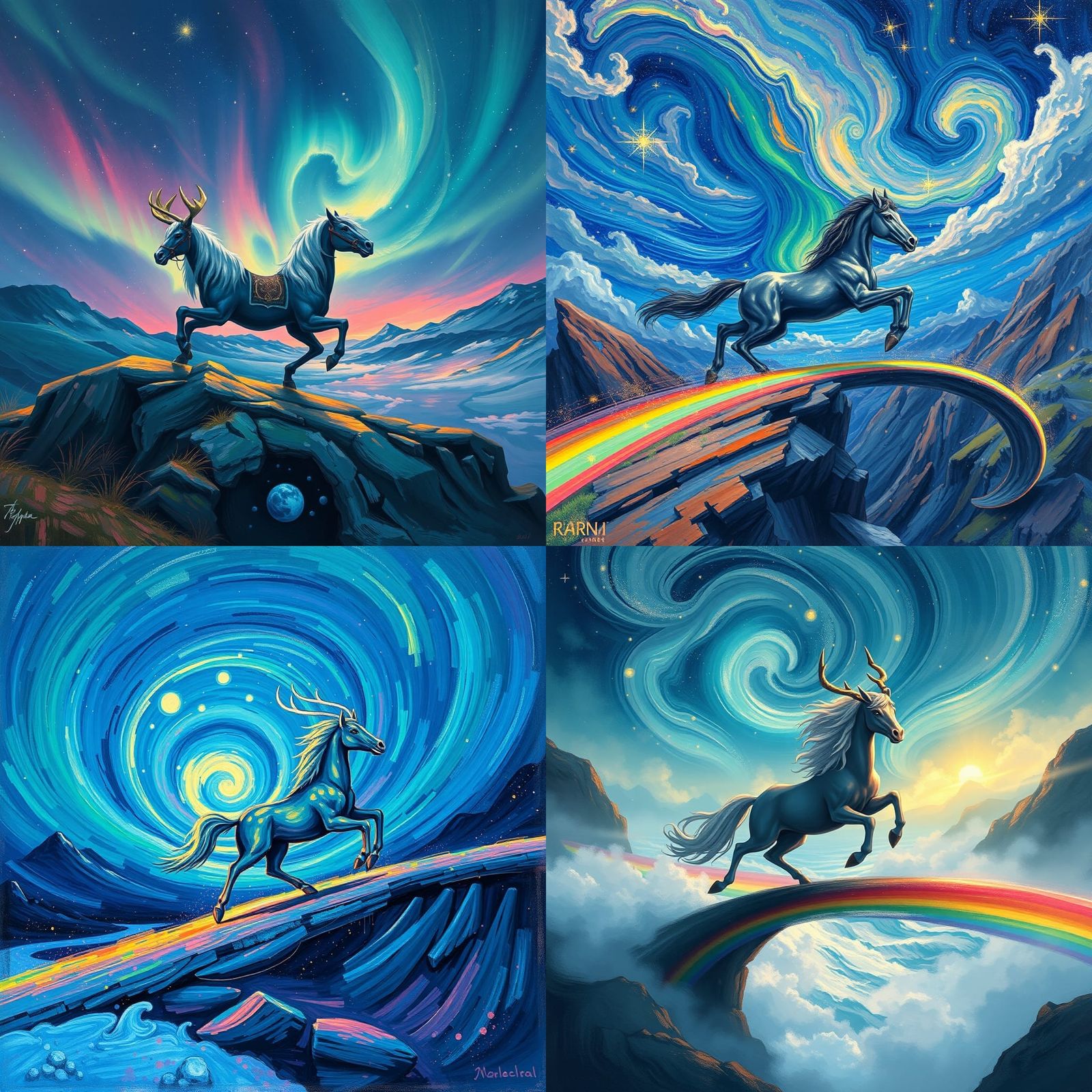 Sleipnir on Rainbow Bridge: Van Gogh Style