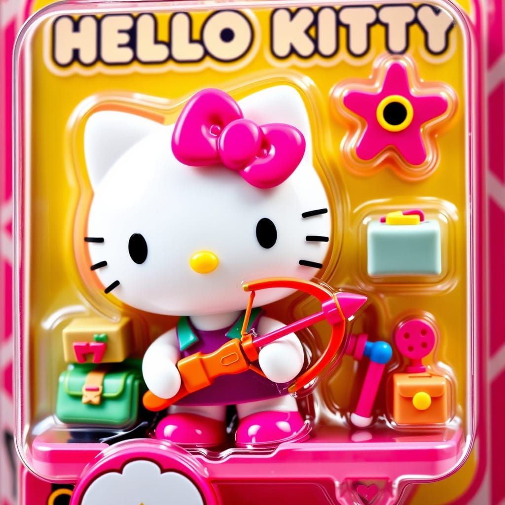 Hello Kitty Action Figure in Vibrant 80s-Style Packaging