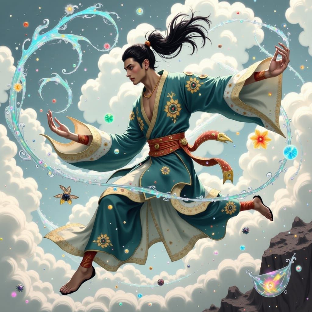 Dynamic Cultivator Art with Ethereal Energy