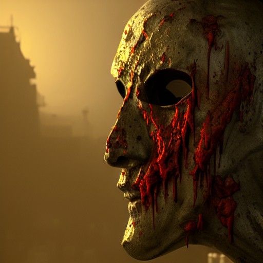 Bloody Mask in Trending Digital Matte Painting