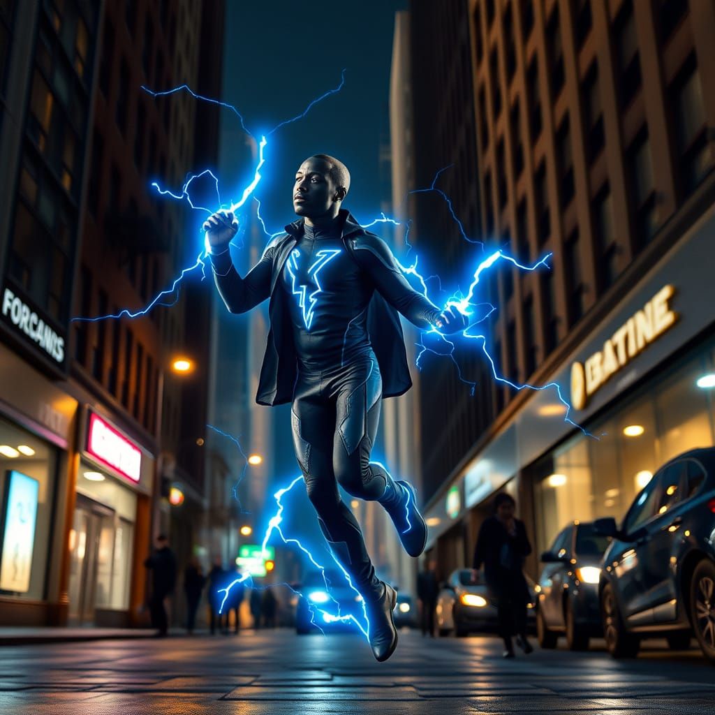 Black Lightning Levitates Above New York Streets