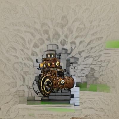 Detailed Steampunk Engine Illustration