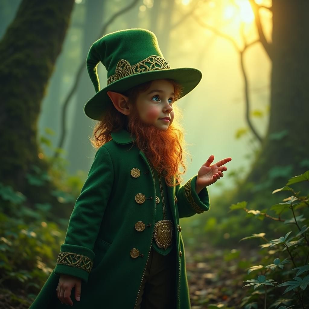 Leprechaun Beckons from Mystical Celtic Forest