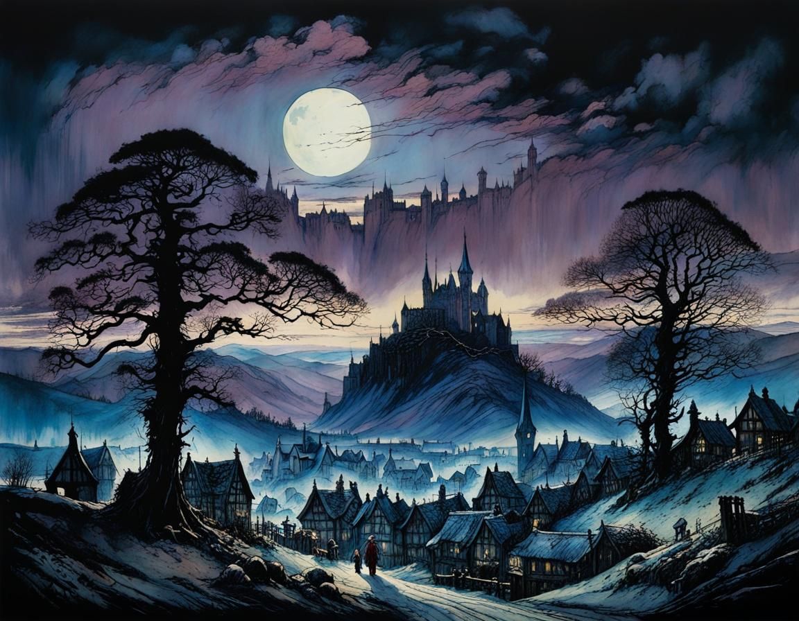 Medieval Town: Detailed Fantasy Art