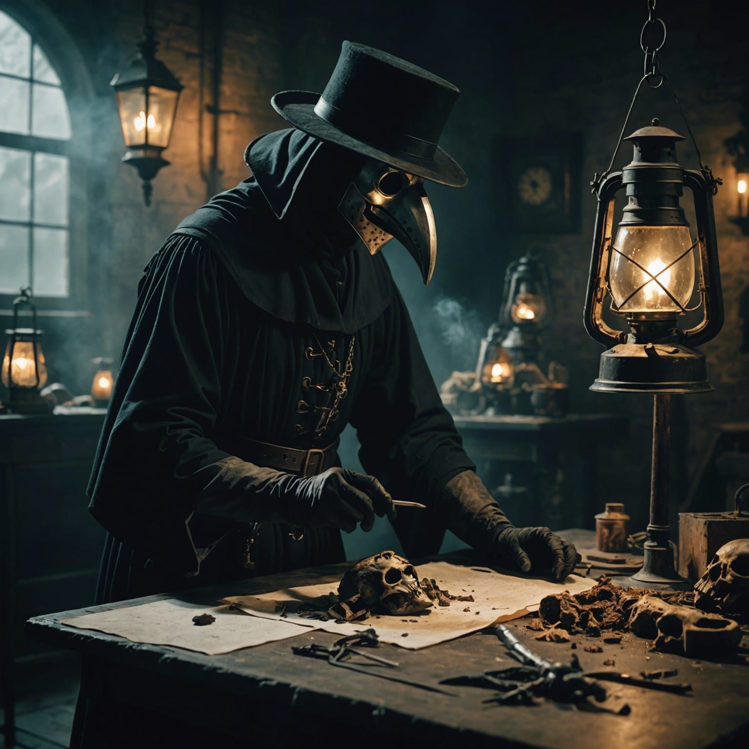 Plague Doctor's Lantern-Lit Dissection