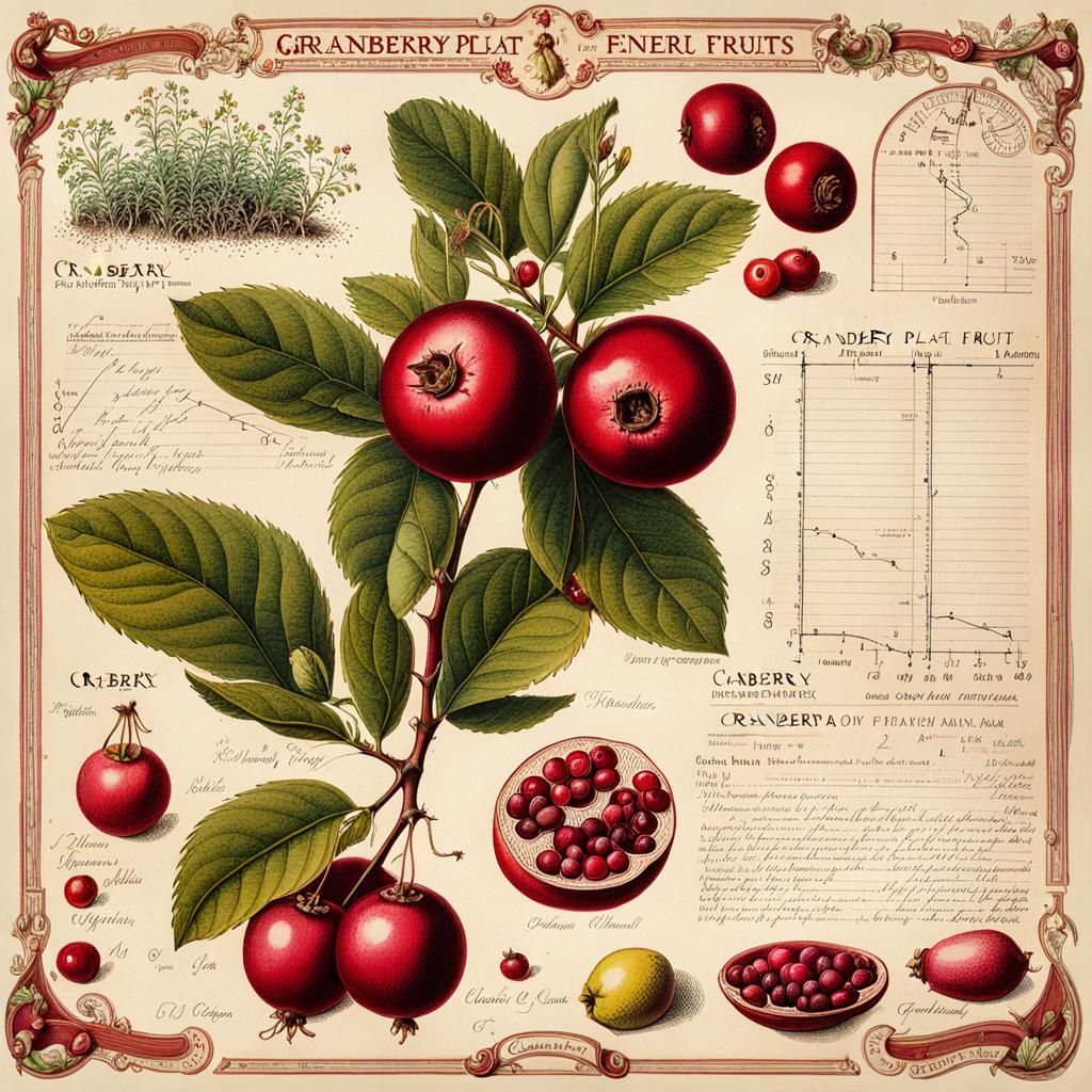 Cranberry Plant: Detailed Botanical Ink Chart