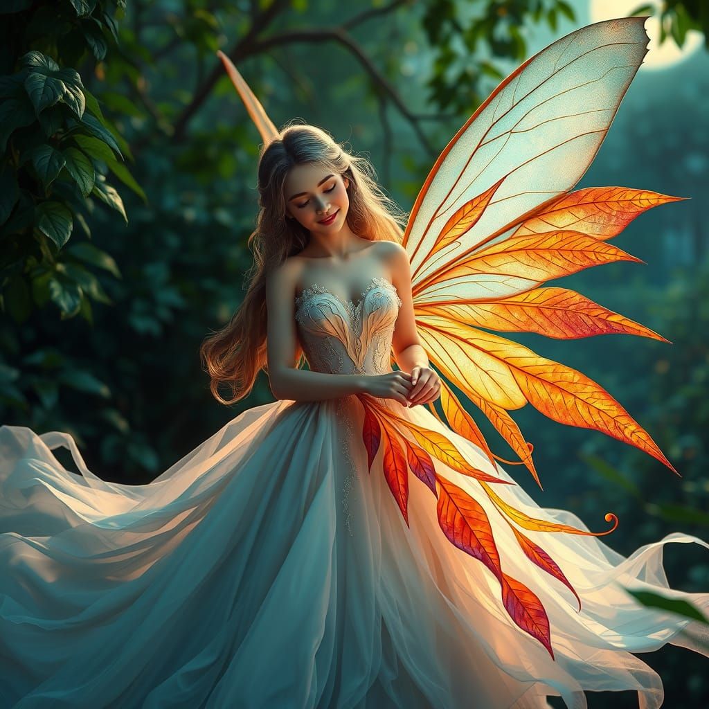 Fairy Crafts Leaf Wedding Dress in Moonlight