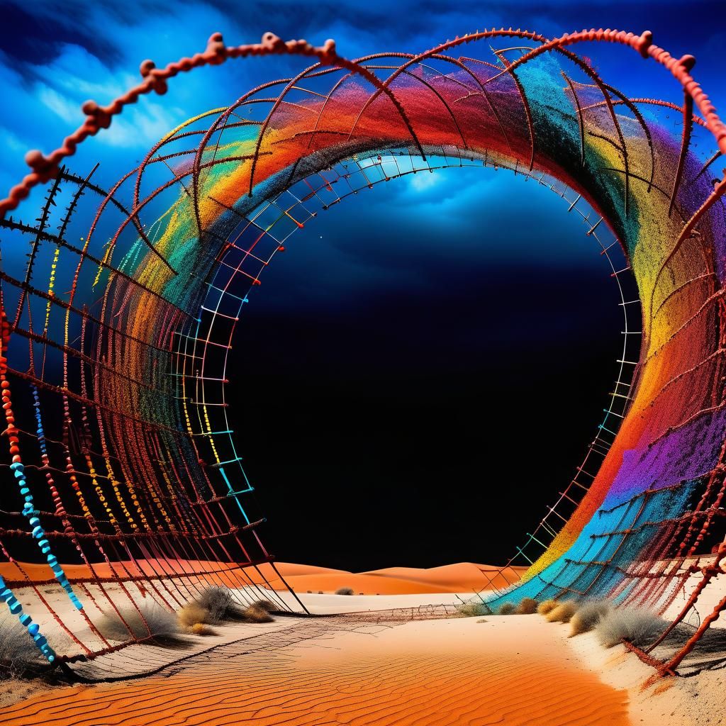 Surreal Bio-Mechanical Art with Colorful DNA Strands