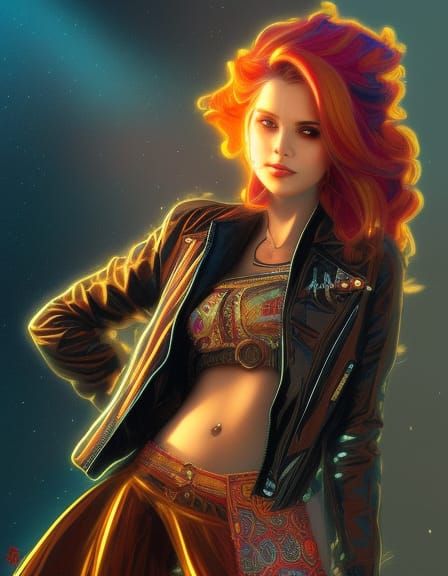 Cyberpunk Sunset Shimmer in Leather Jacket