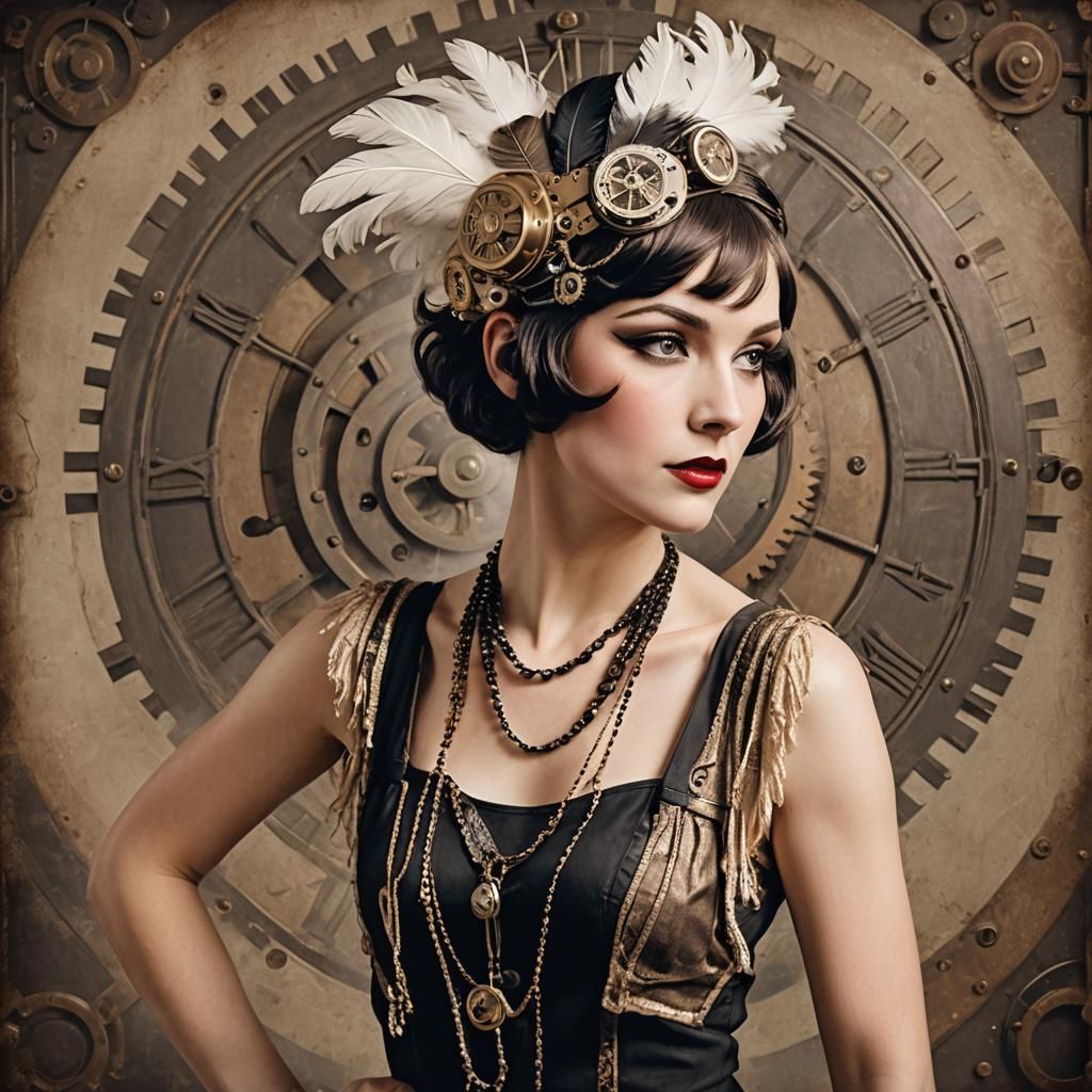Steampunk Flapper Portrait of a Young Woman