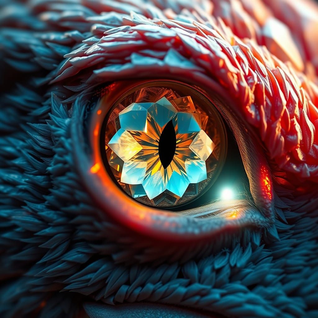 Griffin's Crystal Eye: Hyperrealistic Gemstone Close-Up
